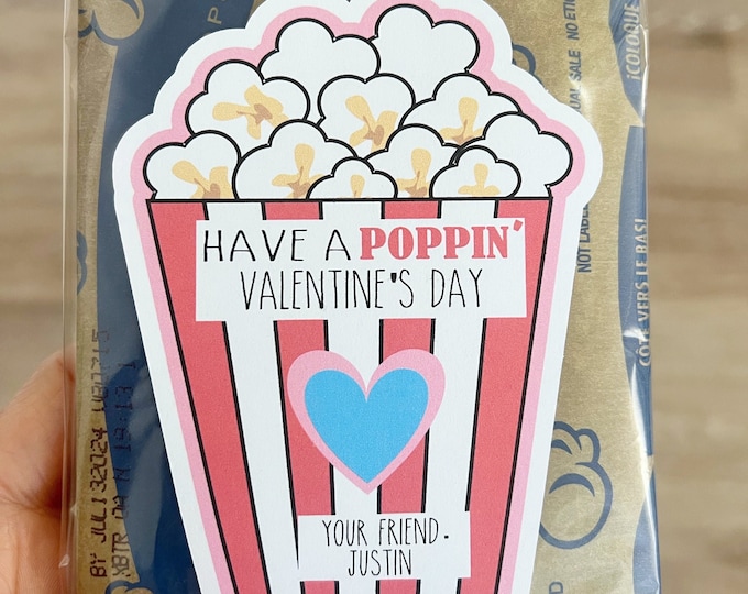 Valentine's Class Gift, Popcorn Kids Valentines, Kids Valentines, Kids Valentines Classroom Gifts, Kids Valentines Day Cards