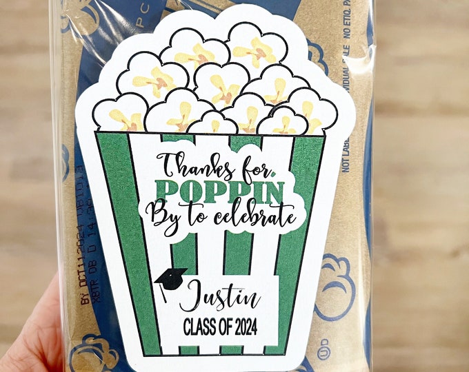 Graduation Favors, Popcorn Graduation Favors, Graduation Stickers,