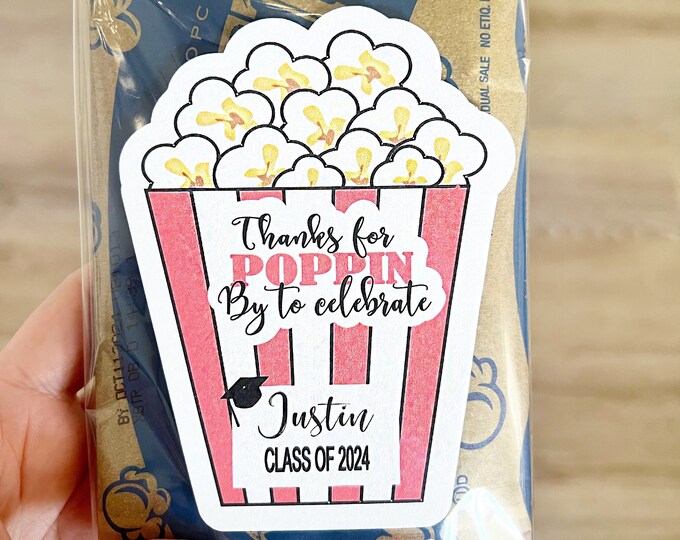 Graduation Favors, Popcorn Graduation Favors, Graduation Stickers