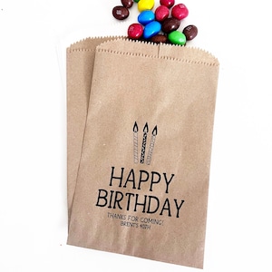Personalized Happy Birthday Favor Bags, Custom Party Favors, Treat Bags, Cookie Candy Donut Popcorn Bags