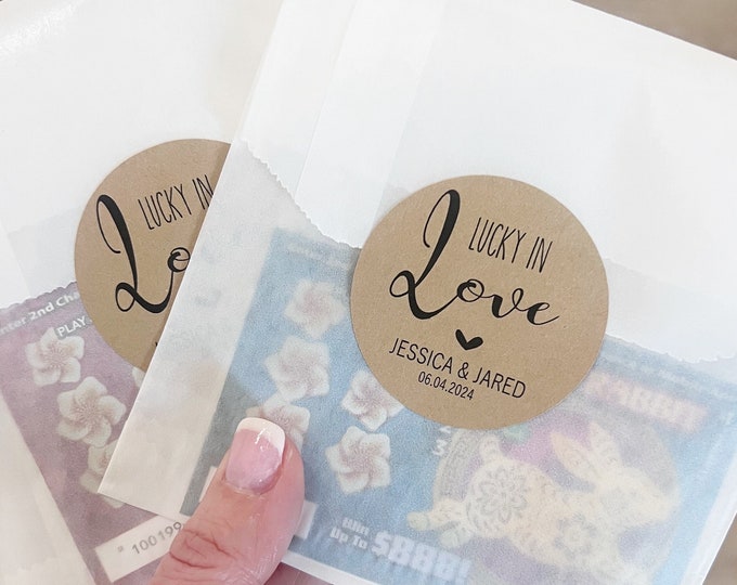 Lotto Ticket Favors, Lottery Ticket Wedding Favors, Lotto Ticket Favor Bags, Wedding Favors, Lucky in Love