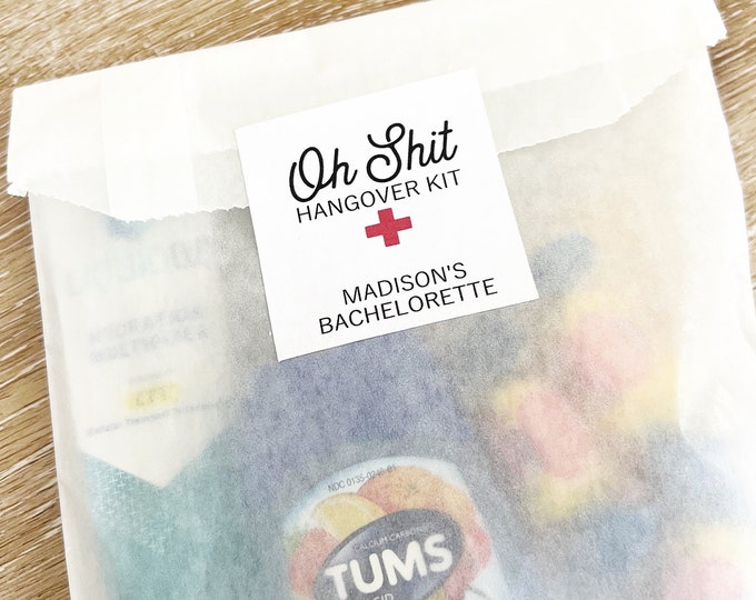 Hangover Kit, Hangover Kit Bag, Just in Case Kit, Hangover Kit Sticker, Bachelorette Party, Hangover Kit Stickers, Wedding Hangover Bag