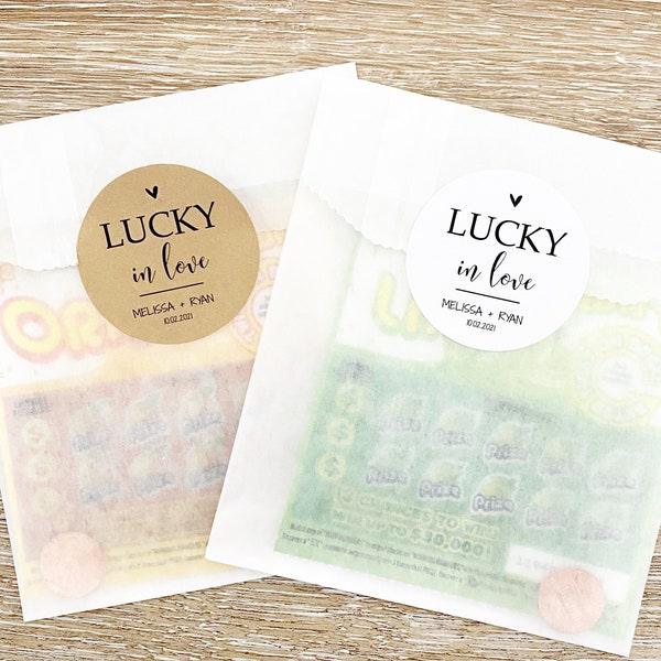 Lotto Ticket Favors, Lottery Ticket Wedding Favors, Lotto Ticket Favor Bags, Wedding Favors, Lucky in Love