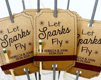 Personalized Wedding Sparkler Tags, Let Sparks Fly, Match Included