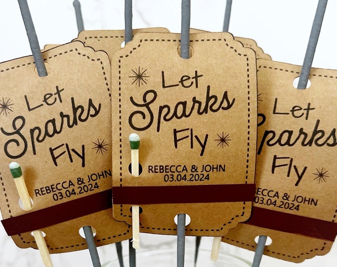 Personalized SPARKLER TAGS for wedding, Sparkler Tags, Let Sparks Fly Tags