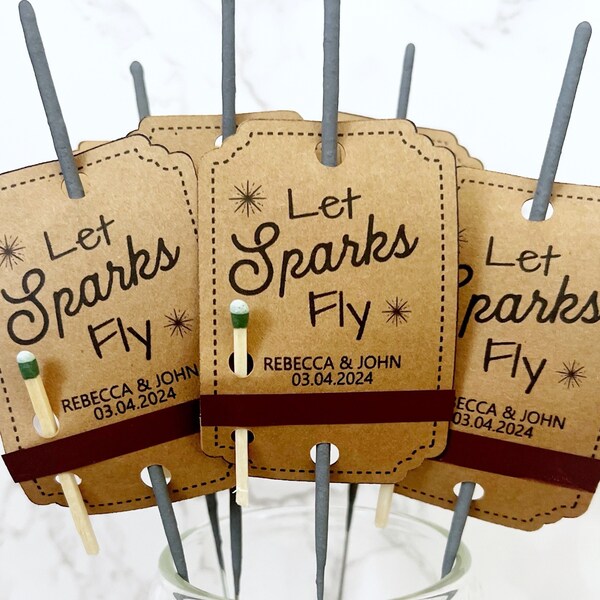 Personalized SPARKLER TAGS for wedding, Sparkler Tags, Let Sparks Fly Tags