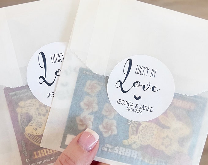 Lotto Ticket Favors, Lottery Ticket Wedding Favors, Lotto Ticket Favor Bags, Wedding Favors, Lucky in Love