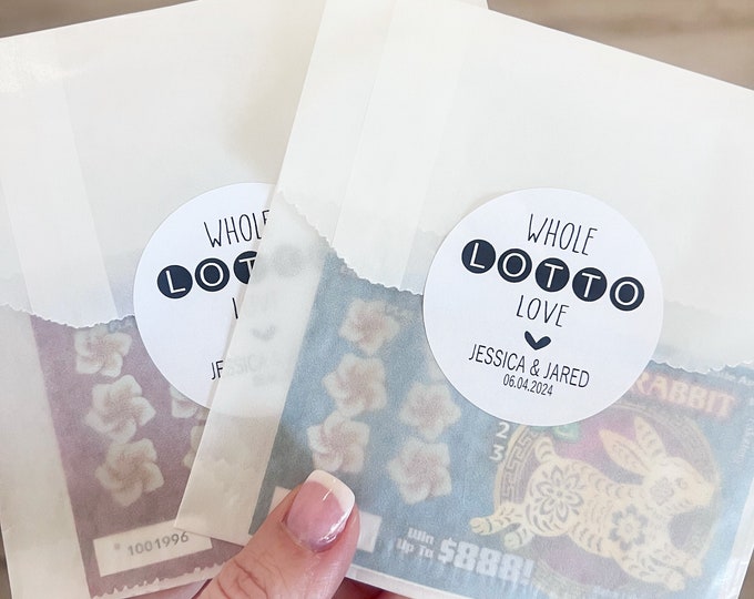 Lotto Ticket Favors, Lottery Ticket Wedding Favors, Lotto Ticket Favor Bags, Wedding Favors, Lucky in Love