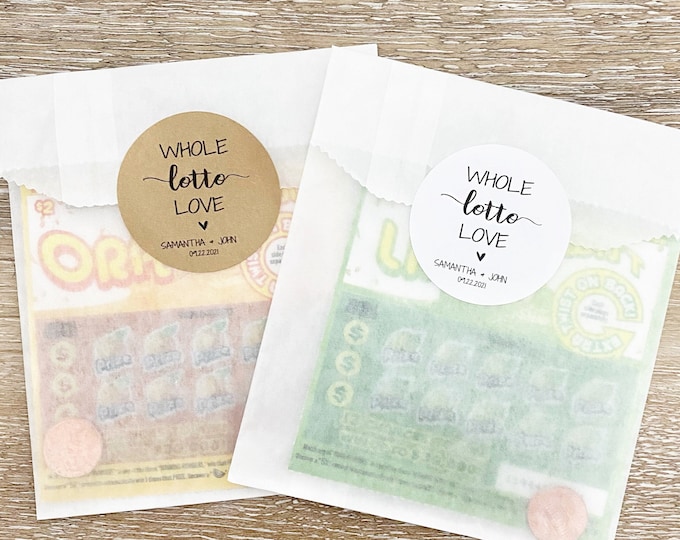 Lotto Ticket Favors, Lottery Ticket Wedding Favors, Lotto Ticket Favor Bags, Wedding Favors, Whole Lotto Love