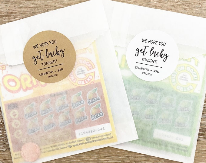 Lotto Ticket Favors, Lottery Ticket Wedding Favors, Lotto Ticket Favor Bags, We Hope You Get Lucky