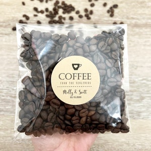 Coffee From the Newlyweds Stickers, Wedding Favors, Coffee Favor Bags, Coffee Stickers and Bags, Coffee Favors, Wedding Coffee Favors