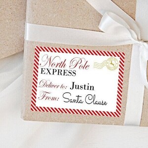 From Santa Stickers, Christmas Santa Labels, North Pole Mail Stickers, Personalized From Santa Stickers