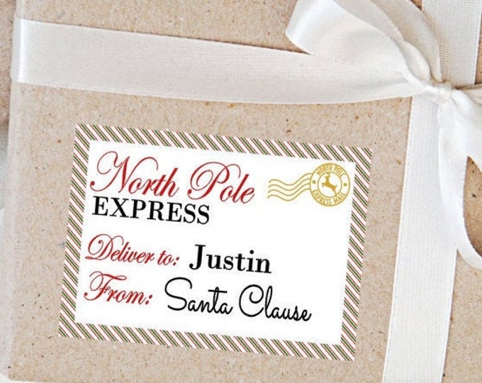 From Santa Stickers, Christmas Santa Labels, North Pole Mail Stickers, Personalized From Santa Stickers
