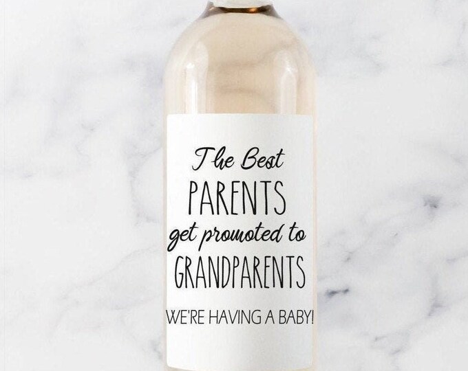Baby Announcement Wine Labels, Pregnancy Announcement, Promoted to Grandparents, Wine Labels