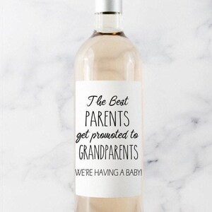 Baby Announcement Wine Labels, Pregnancy Announcement, Promoted to Grandparents, Wine Labels