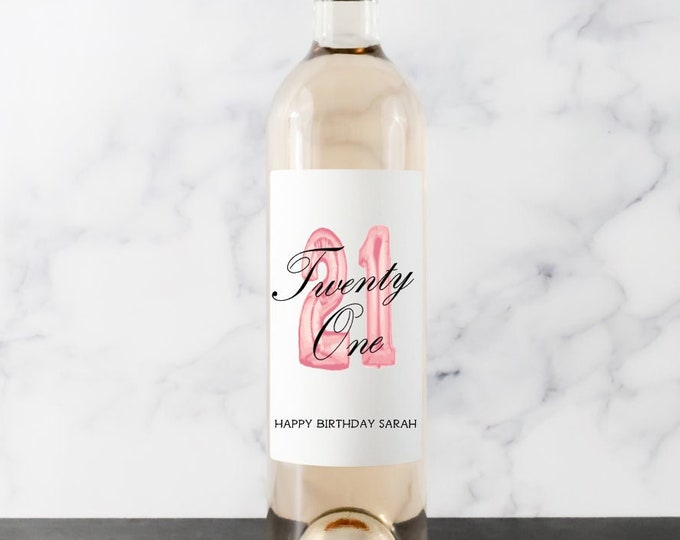 21st Birthday Wine Label, Birthday Wine Label, Milestone Birthday, Gift for her