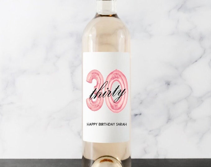 30th Birthday Wine Label, Birthday Wine Label, Milestone Birthday, Gift for her