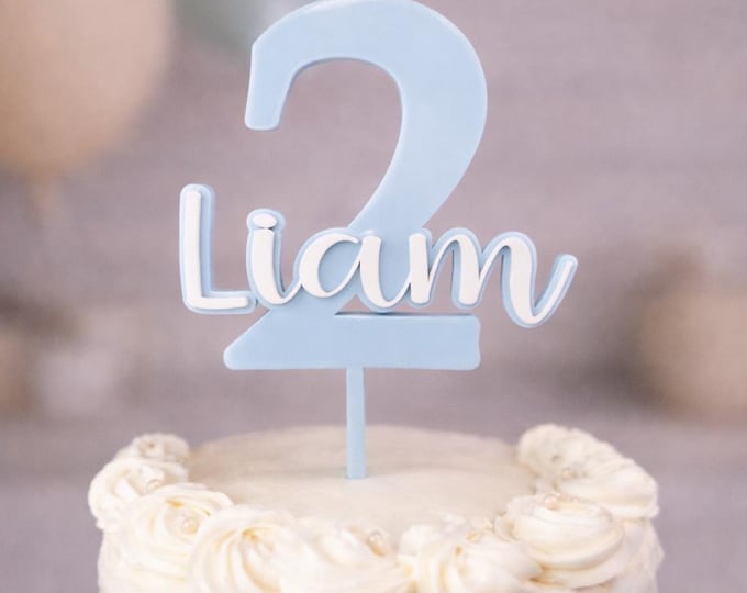 Birthday Cake Topper, Personalized Happy Birthday, Custom Acrylic Name & Age