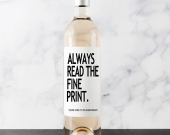 Baby Announcement Wine Labels, Pregnancy Announcement, Pairs Well with Being Grandparents, Gift for Aunt and Uncle