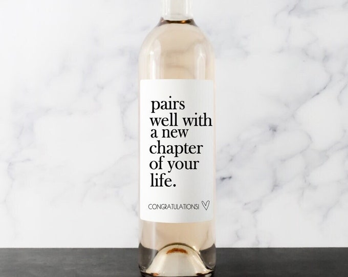 New Chapter, Fresh Start, Wine Label, New Job Gift, Retirement Gift, Gift for her, Gift for him