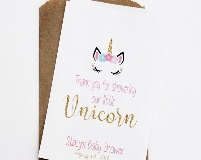 Unicorn Favor Bags, Unicorn Baby Shower, Candy Bags, Baby Shower favors