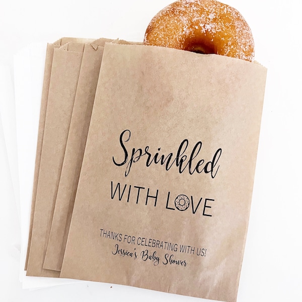 Sprinkled With Love Donut Bags, Donut Favor Bag, Donut Favors, Wedding Donut Favor, Wedding Favors, Grease Proof Favor Bag