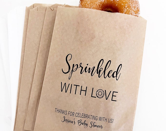 Sprinkled With Love Donut Bags, Donut Favor Bag, Donut Favors, Wedding Donut Favor, Wedding Favors, Grease Proof Favor Bag