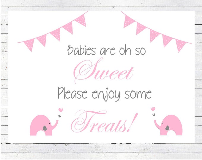 INSTANT DOWNLOAD Baby Shower Candy Buffet Sign, Candy Buffet Sign, Elephant Sign