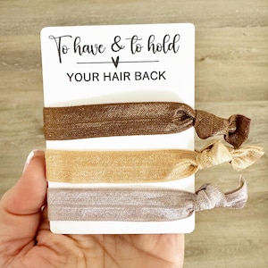Custom Hair Tie Favors for Bridesmaids & Maid of Honor - Wedding Party Gift Idea - Elastic Hair Ties on Cute Cards - Bachelorette Goodie Bag