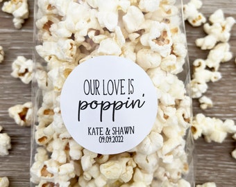 Popcorn Stickers and Bags, Wedding Favors, Wedding Favor Bags, Popcorn Favor Stickers, Popcorn Favor Bags