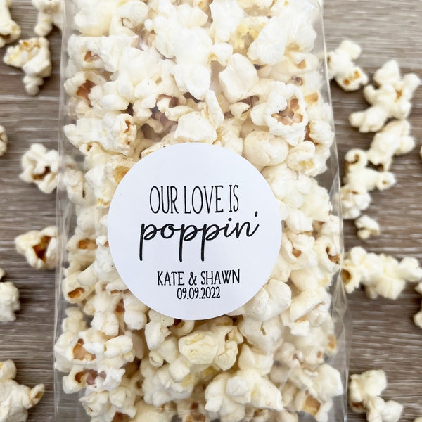 Popcorn Stickers and Bags, Wedding Favors, Wedding Favor Bags, Popcorn Favor Stickers, Popcorn Favor Bags