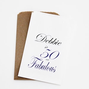 50 and Fabulous Birthday Favor Bags, Candy buffet Bags, Party Bags, Treat Bags