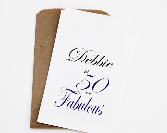 50 and Fabulous Birthday Favor Bags, Candy buffet Bags, Party Bags, Treat Bags