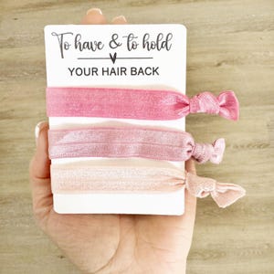 Custom Hair Tie Favors for Bridesmaids & Maid of Honor - Wedding Party Gift Idea - Elastic Hair Ties on Cute Cards - Bachelorette Goodie Bag