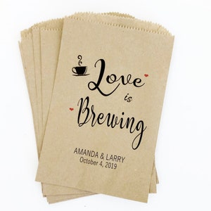 Love is Brewing, Coffee Wedding Favors, Coffee Favors, Coffee Bags, Wedding Coffee, Personalized Wedding Favors, Favor Bags