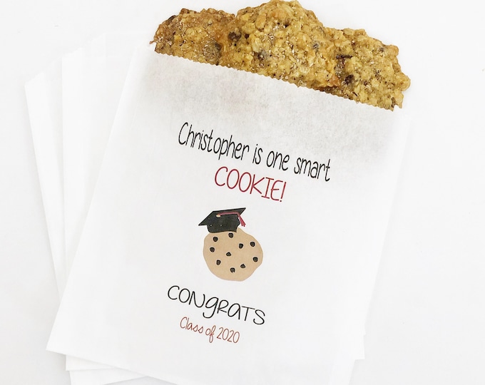 Graduation Favor Bags, Grease Proof Cookie Favor Bags, Cookie Favor Bags, One Smart Cookie, Graduation Cookie Bags