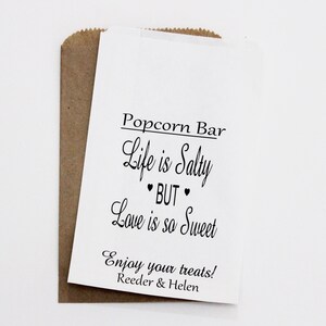Personalized Wedding Popcorn Bar Bags, Candy Buffet Bags, Rustic Wedding Favors