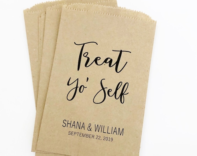 Treat Yo Self Wedding Favors, Wedding Favors, Favor Bags, Donut Favor Bags, Candy Favor Bags, Party Favor Bags