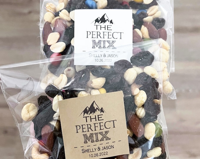 The Perfect Mix Bags, Trail Mix Labels, Trail Mix Bags, Trail Mix Favors