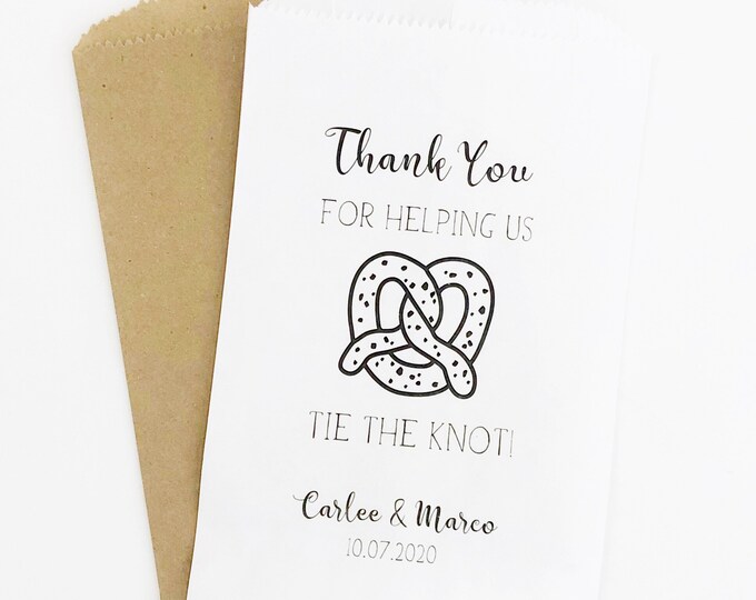 Wedding Favor Bags, Pretzel Bags, We Tied The Knot, Favor Bags, Treat Bags