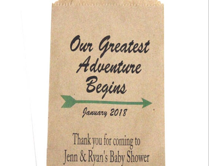 Greatest Adventure Baby Shower Favor Bags, Baby Shower Favors, Personalized Treat Bags, Popcorn Bags, Candy Bags, Candy Bar Buffet Bags