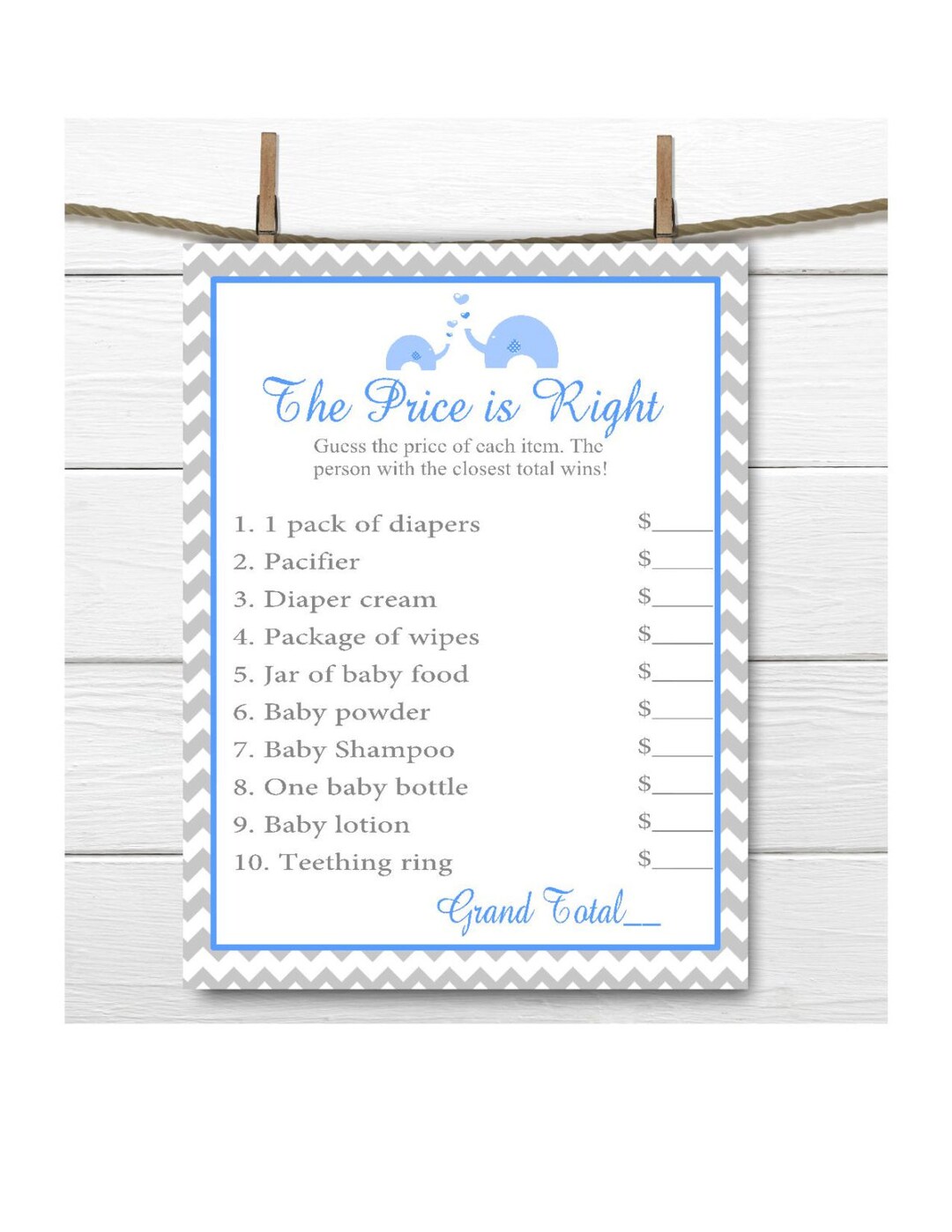The Price is Right Baby Shower Game Printable Boy Baby Shower Etsy