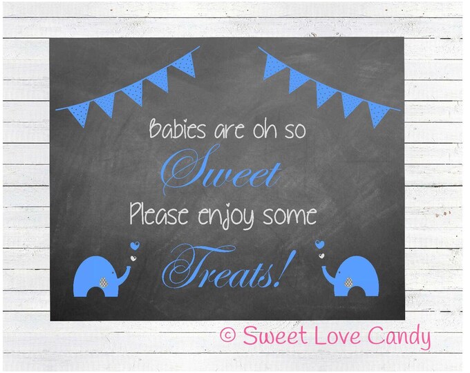 INSTANT DOWNLOAD Baby Shower Elephant Candy Sign, Candy Buffet Sign, Elephant Baby Shower