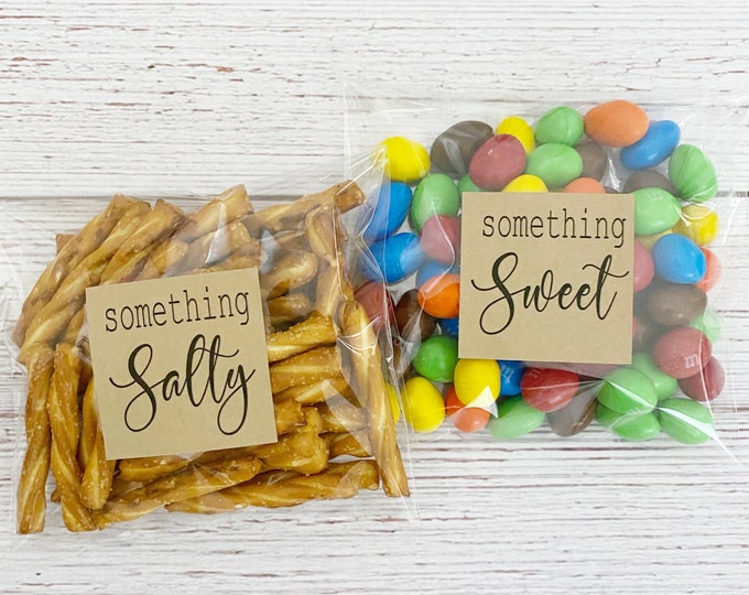 Sweet and Salty Wedding Favor Bags, Wedding Favors, Sweet and Salty Labels, Sweet and Salty Stickers, Favor Bags