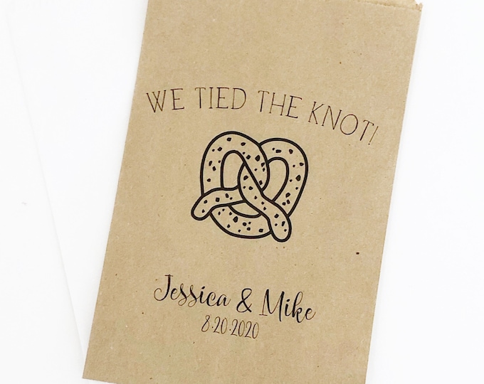 Wedding Favor Bags, Pretzel Bags, We Tied The Knot, Favor Bags, Treat Bags