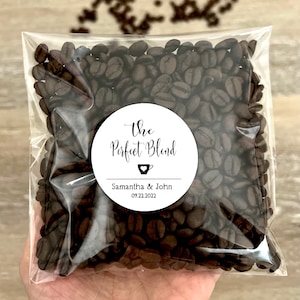 The Perfect Blend Coffee Stickers, Wedding Favors, Coffee Favor Bags, Coffee Stickers and Bags, Coffee Favors, Wedding Coffee Bags