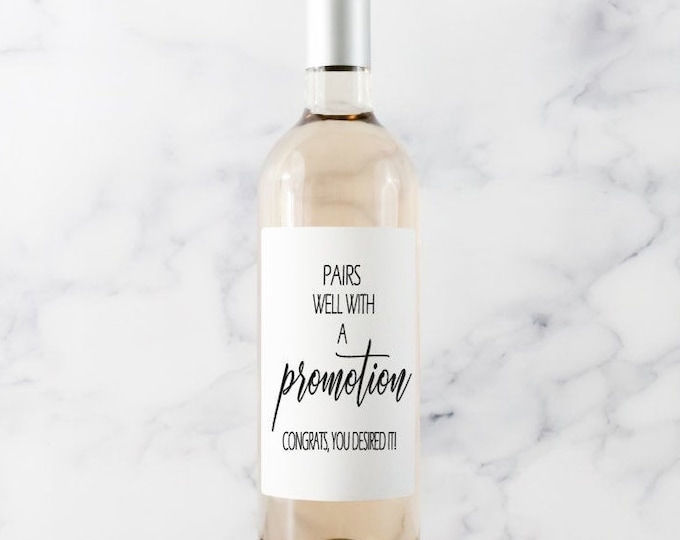 Pairs Well With A Promotion , Promotion Gift, Congratulations Gift, Wine Bottle Label, Job Promotion Gift