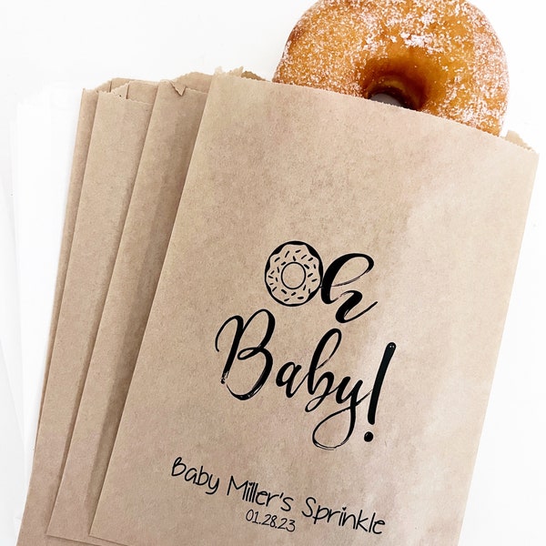 Oh Baby Donut Bags, Baby Shower Donut Favor Bags, Baby Shower, Grease Proof Donut Bags, Baby Sprinkle