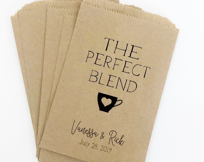 The Perfect Blend, Coffee Wedding Favors, Coffee Favors, Coffee Bags, Wedding Coffee, Personalized Wedding Favors, Favor Bags