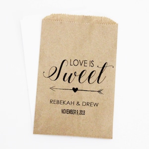 Love Is Sweet Candy Bags, Wedding Favors, Favor Bags, Wedding Favor Bags, Donut Bags, Popcorn Bags